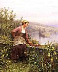 Brittany Girl Overlooking Stream by Daniel Ridgway Knight